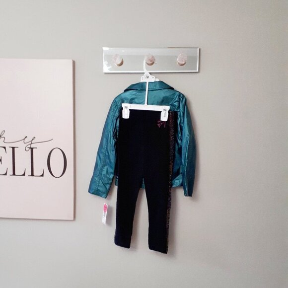 NWT Betsey Johnson faux leather jacket, long sleeve t-shirt & leggings bundle - Picture 5 of 16